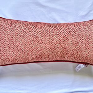 Raspberry herringbone cushion