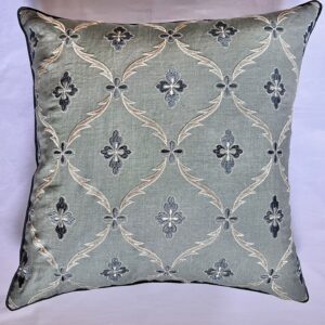 Blue lattice design embroidered cushion